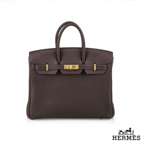 Herms 25cm Chocolate Veau Togo Birkin Bag